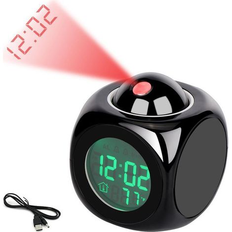 Réveil pour Malentendants avec Vibreur, Alarme Puissante et Secoueur - Grand Écran LED, Variateur, 7 Veilleuses Colorées, Port USB - Idéal pour Personnes Âgées ou Enfants (1/5)