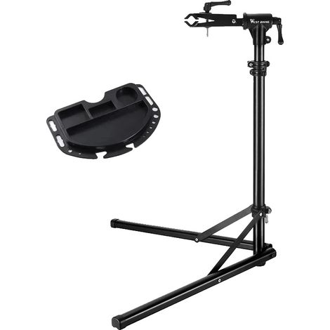 Soporte para bicicleta, altura regulable, diseño plegable, modelo B con bandeja. (1/2)