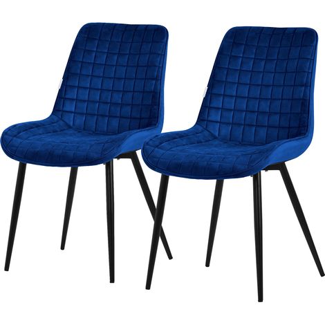 ML-Design Set di 2 Sedie per Sala da Pranzo Blu Scuro Seduta in Velluto con Gambe in Metallo Nero Sedie da Cucina con Schienale Sedie da Soggiorno Imbottite per Ufficio