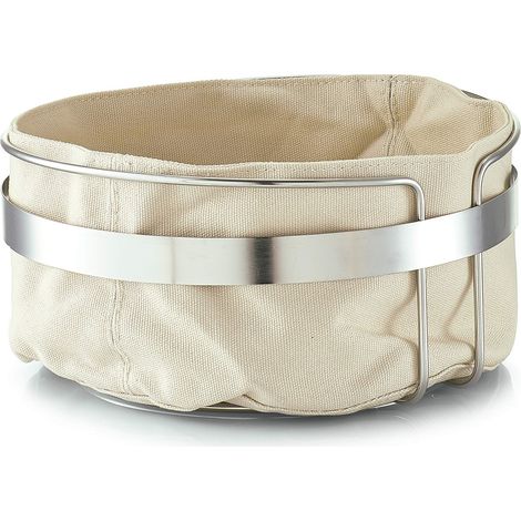 Zeller 27248 Cesta per il pane con sacco, in metallo/cotone, Beige, 22 x 22 x 10,8 cm (1/2)