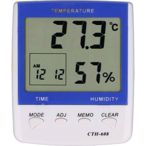 UA608 Digitales Thermometer-Hygrometer mit großem Display und Alarmfunktion, hohe Genauigkeit für den Heimgebrauch (1/5)