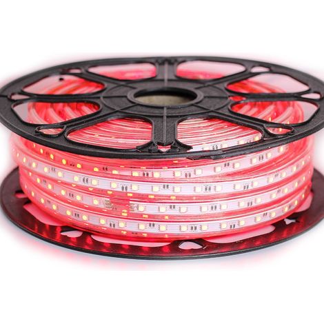 Ruban LED Professionnel 5050 60 LED/m de 25 ou 50 mètres Rouge étanche (IP68)  Longueur: 50 mètres