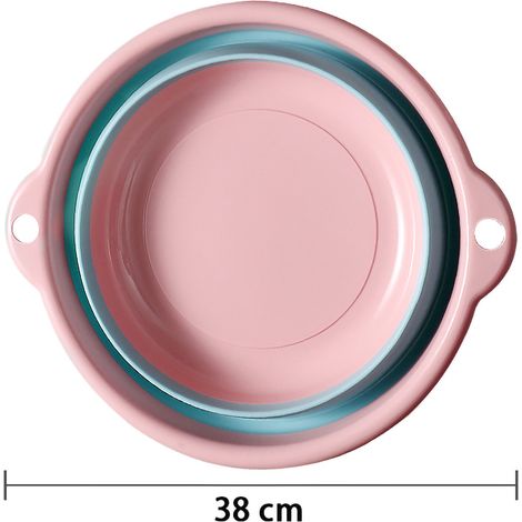 Bassine pour bébé, portable et pliable, en plastique, rose.