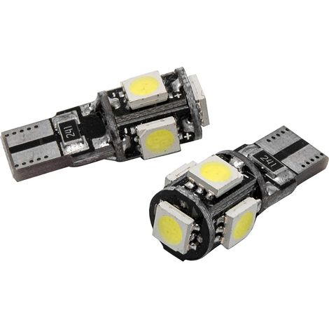 Paire d'ampoules de feux latéraux LED 12V T10 5050 SMD, 6500 K Can-bus sans erreur clignotants feux de stationnement feux de recul feux arrière ampoules