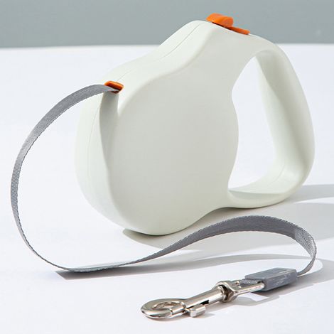Laisse rétractable pour chien de 3 m (10 pi) pour chiens de petite et moyenne taille ou chats, frein à un bouton (beige) (1/5)