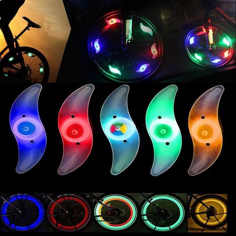 Lot de 5 Lumières LED pour Roues de Vélo, Éclairage Étanche de Rayons avec 3 Modes de Clignotement, Accessoire de Sécurité pour VTT et Vélos de Ville (1/5)