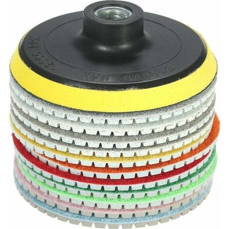 Disque diamant pour meuleuse 11 pièces 4 pouces diamant tampons de polissage humides disque de meulage + 1 tampon de support pour granit marbre pierre carreaux de céramique béton,,de