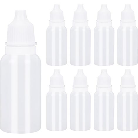 9 fons compte-gouttes 15 ml plastique + mini entonnoir, compressibles rechargeables pour liquides oculaires ou cosmétiques (1/5)