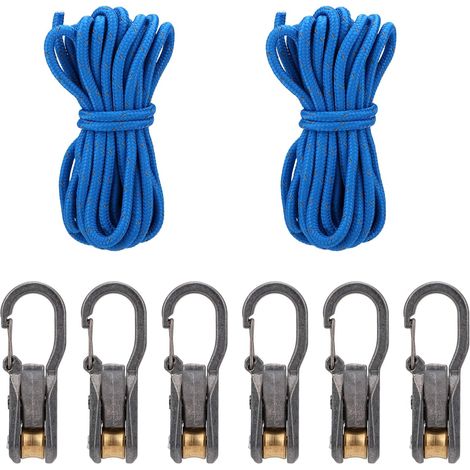 Lot de 6 Enrouleur de Corde avec 2 Cordes, Tendeur Corde avec Enrouleur pour Arrimage en Paracorde Idéal pour Le Camping la Navigation Plaisance et Autres Activités Plein Air (1/5)