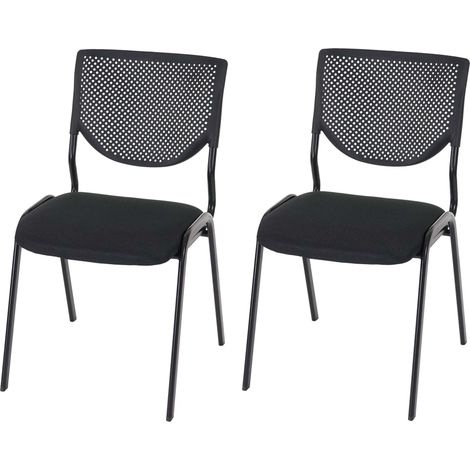 [NON UTILIZZATO] Set 2x sedie ufficio conferenza impilabili T401 tessuto struttura nera colore nero