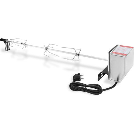 Barbecue Rôtisserie Set 117 cm tournebroche + 4 x brochettes Aiguilles et Moteur en Acier Inoxydable, 220 V - 240 V
