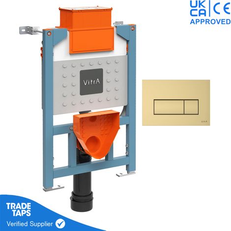 VitrA Reduced Height Cistern Frame with Loop Square Flush Plate - Soft Gold