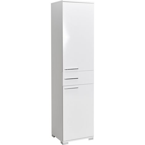 Colonne de rangement multifonctions blanche 2 portes 1 tiroir Lika 45cm (1/5)