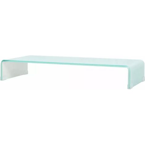 Meuble TV verre trempé blanc Martial L 90 (1/5)