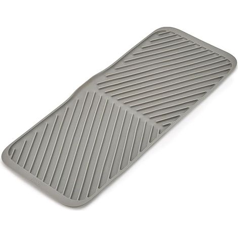 Faltbare Abtropfschale Joseph Joseph Duo, Küchenabtropfschale de, effiziente Entwässerung für Geschirr und Utensilien, rutschfester Boden, faltbares Design, grau.