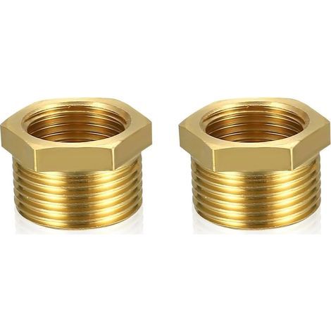 2 Pièces Réducteur Laiton 3/4 à 1/2 Pouce, Filetage Mâle 25mm et Femelle 20mm, Pour Raccordement Tuyaux Eau (1/5)