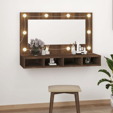 Armoire à miroir Cadre de miroir avec LED Chêne marron 90x31,5x62 cm RTJEX627875 (1/5)