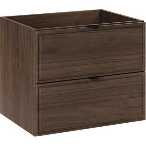 Meuble sous vasque 60cm Salle de Bain à 2 tiroirs - L 60 x P 46 x H 50 cm - Caldera Foncé - Livraison gratuite