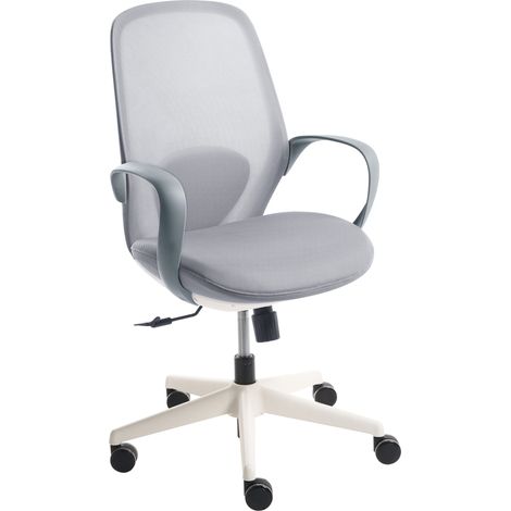 Silla de oficina moderna de malla base giratoria reposabrazos respaldo reclinable altura ajustable asiento de espuma gris Foama