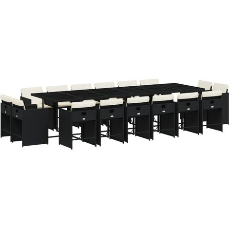 Maison Exclusive - Set da Pranzo da Giardino 17 pz con Cuscini Nero in Polyrattan