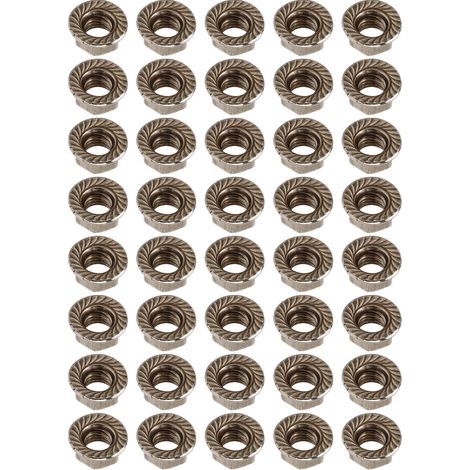Écrous à embase hexagonale M10x1,25mm, lot de 40, acier inoxydable inoxydable, résistants à la corrosion, pas fin, pour fixation robuste. (1/5)