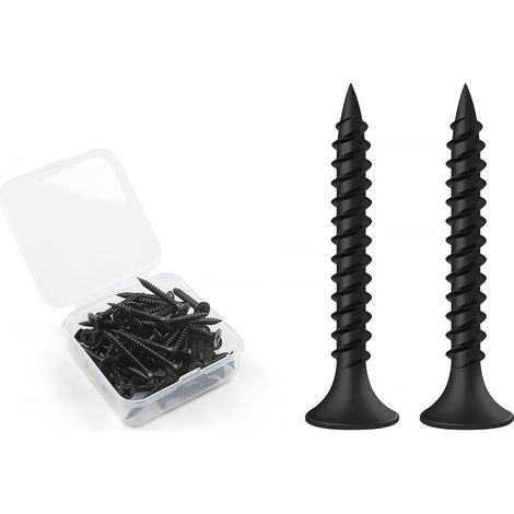Vis Placo à Fixation Rapide M3.5 x 30 mm, 50 Pièces Vis Phosphatées Pour Plaque de Plâtre Sur Profilé en Acier Pour Cloisons Sèches, Vis Noires Tête en Trompette Pour Cloisons Sèches (1/5)