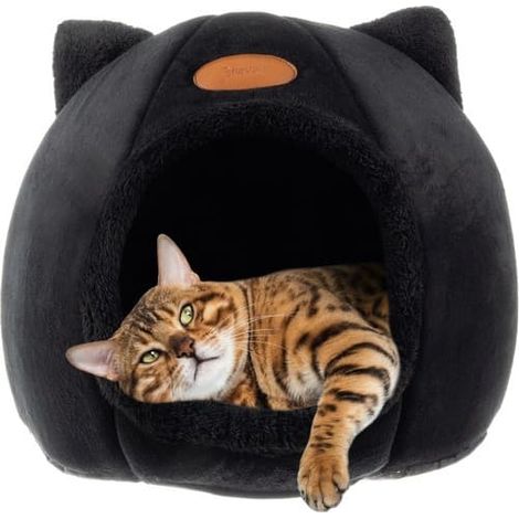 BelleRise - Panier pour chat - Couchage pour chats noir (1/5)