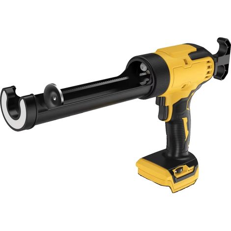 Pistola de calafateo, control de 6 velocidades, luz LED, color amarillo, sin batería. (1/2)