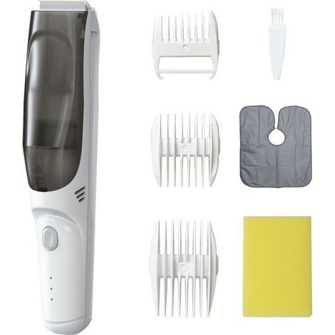 1 Tondeuse, aspiration silencieuse, rechargeable IPX7, sans BPA, 2 peignes guides