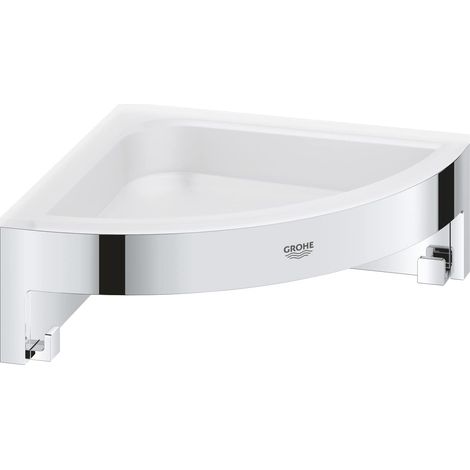 Tablette de Douche d'angle, Métal, A Coller QuickGlue ou à Visser, Chromé, 41106000 (1/5)
