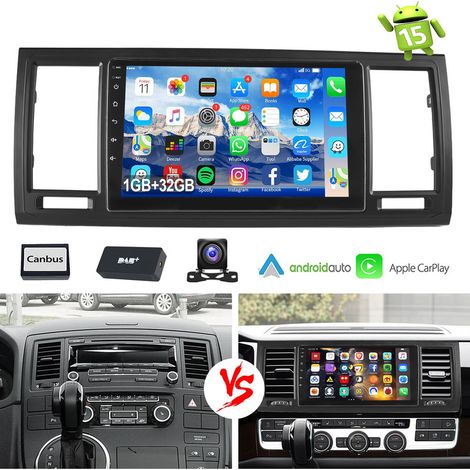 Pour VW T6 Transporter Multivan Apple Carplay Android 15 Autoradio Bluetooth EQ USB GPS Navi WIFI Écran tactile - 1+32G DAB+CAM