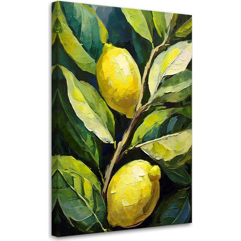 Tableau sur toile Tableau sur toile Citrons acrylique peint à la main 40x60 (1/5)