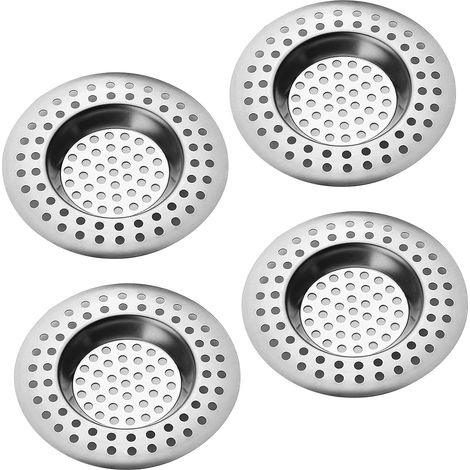 Lot de 4 crépines, acier inoxydable, drainage rapide, filtre cheveux, cuisine salle de bain (1/5)