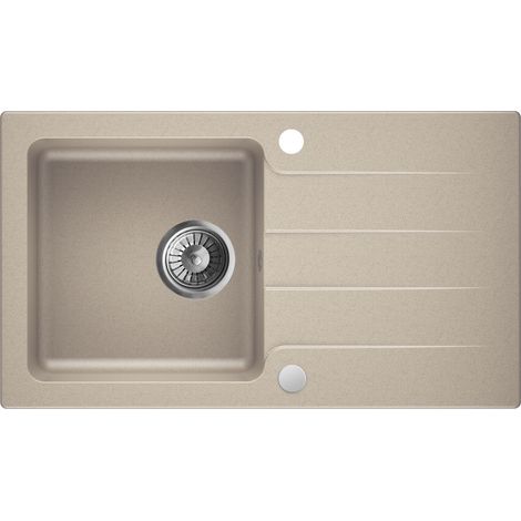 Granitspüle - Spülbecken - Küchenspüle - Beige - 76 x 43,5 cm - Einbauspüle - Halbmatt, Kratzfest, Platzsparend, mit Siphon, Lagoon 160 (1/5)