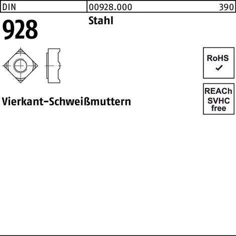 DIN 928 Vierkant-Schweißmuttern Stahl M 5 S 1000 Stk (1/2)