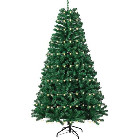 ® 150 cm Sapin de Noël Artificiel avec LED Lumières, Arbre de Noël Artificiel, Support en Fer, pour Chambre, PVC Sapin de noël décoré (1/5)