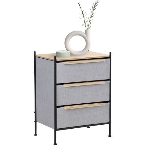 ML-Design Cassettiera con 3 Cassetti in Tessuto, Grigio 58x78x42,5 cm con Piano in MDF e Struttura in Acciaio, Comodino Moderno, Armadietto, Mobile, Armadio per Camera da Letto o Soggiorno (1/5)