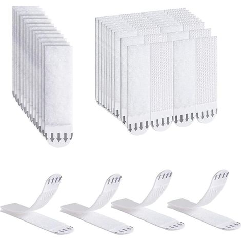 24 bandes adhésives pour tableaux, petites bandes Velcro double face de 46 mm x 16 mm, fixation murale amovible sans perçage pour verre.-AquaForge (1/2)