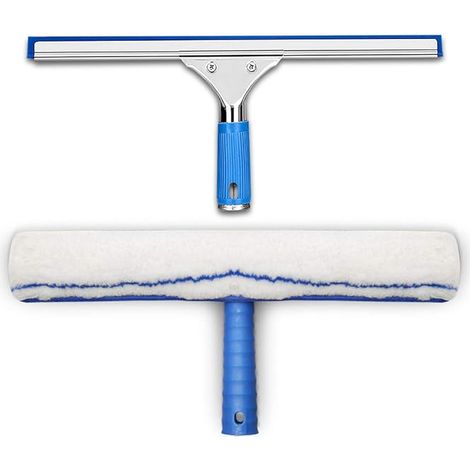 Kit de nettoyage de vitres, raclette à vitres et chiffon en microfibre, raclette de douche avec lèvre en caoutchouc, outil de nettoyage de vitres, raclette de 35 cm