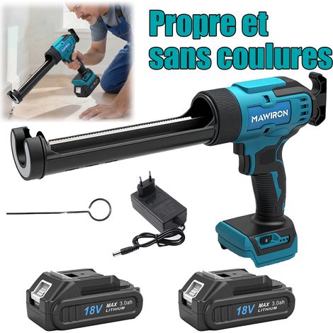 Pistolet à cartouche électrique sans fil – Anti-goutte, poussée 200 kg, technologie de débit constant, léger avec éclairage LED – Idéal pour silicone et mastics (1/5)