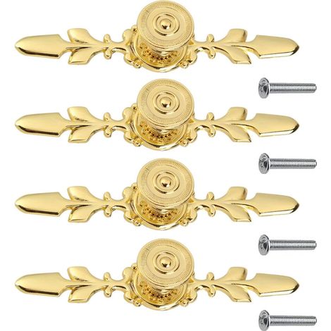 CCYKXA Set of 4 vintage gold zinc alloy furniture handles for doors, furniture, gold cabinet handles for furniture/drawers/wardrobes/dressers/cabinets with screws