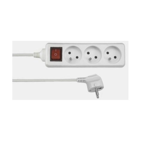 Cable de extensión portátil de 3 tomas y 1,5 m con interruptor