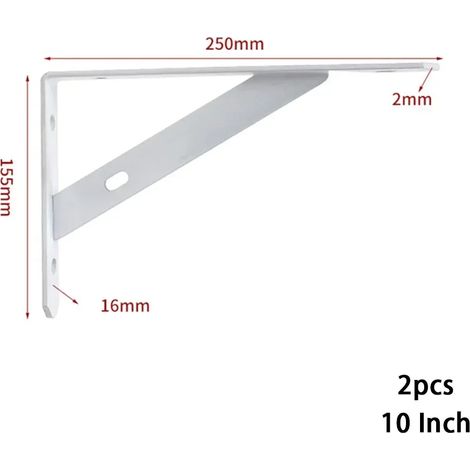 (Blanc 25 cm - FR) 2 supports muraux triangulaires pliables et réglables pour banc, table, étagère, meubles, support lourd (1/5)