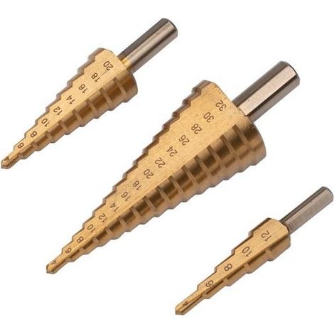 Lot de 3 forets étagés HSS 4/12-20-30 krt061700 kreator (1/3)