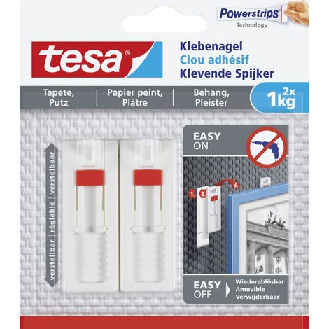 tesa Klebenagel Traglast 1 kg, 2 Stück Haken, Ösen & Nieten