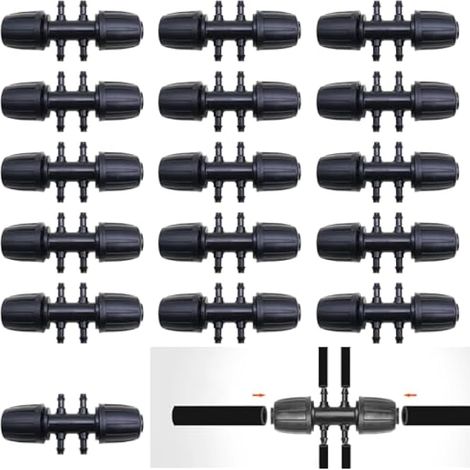 Connecteur tuyau d'irrigation, 1/2 pouce connecteur d'irrigation goutte à 6 voies, accessoires d'irrigation goutte en plastique, accessoires de système d'irrigation goutte 16 mm, 16 pièces (1/5)