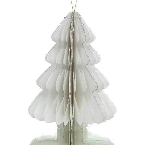Kaemingk Weihnachtsanhänger Tannenbaum Weiß Glitter & Aufhänger 14,5 cm - Papier (1/2)