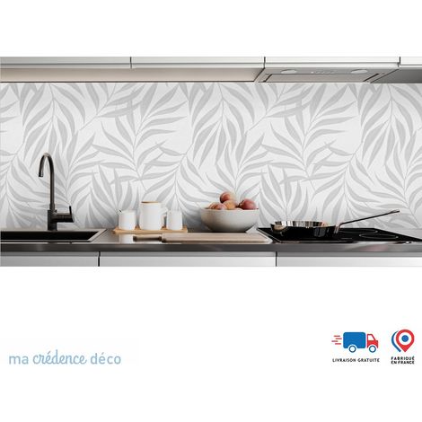 Crédence : Feuilles et courbes 2 - Couleur Gris platine - Alu composite - 120 - 60 (1/3)