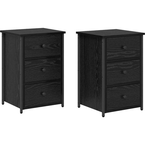 Table de chevet avec tiroir 2 pcs Cabinet de chevet Table de nuit Chêne noir 40 x 36 x 60 cm (1/5)