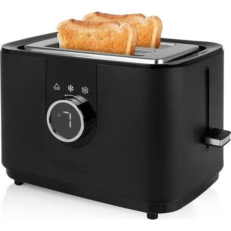 Grille Pain 2 Fentes avec Support Viennoiseries, 7 Niveaux de Brunissage, Fonction Décongélation et Réchauffage, Bouton Stop, Écran LED, 920 W, Noir, 142360 (1/5)